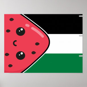 Cute Palestine flag with watermelon-Free Palestin Poster