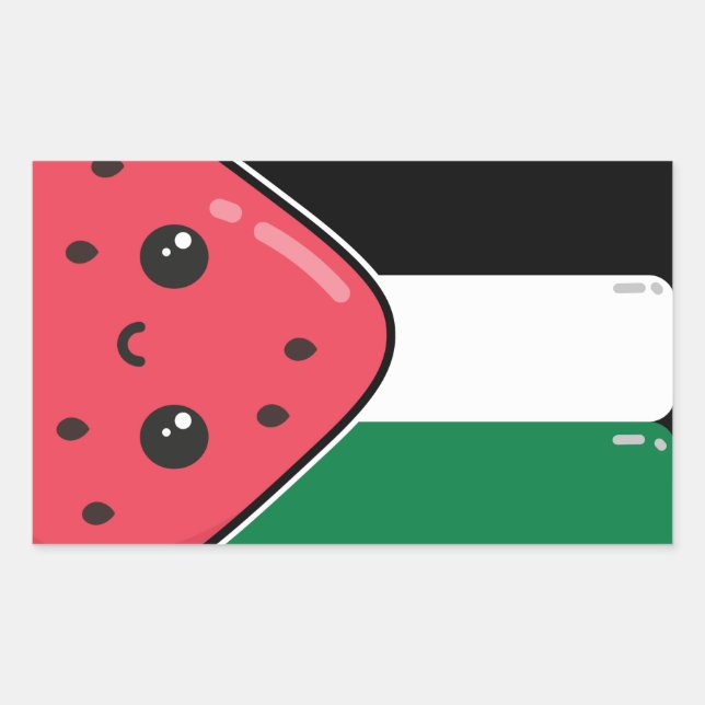 Cute Palestine flag with watermelon-Free Palestin  Rectangular Sticker (Front)
