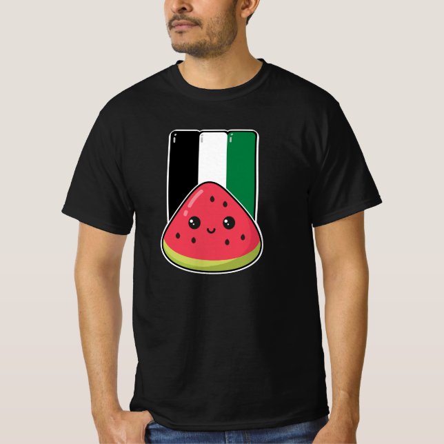 Cute Palestine flag with watermelon-Free Palestin  T-Shirt (Front)