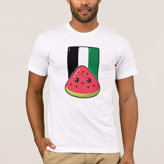 Cute Palestine flag with watermelon-Free Palestin  T-Shirt (Front)