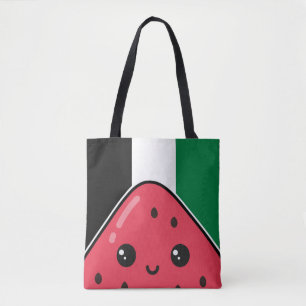 Cute Palestine flag with watermelon-Free Palestin Tote Bag