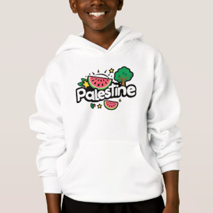 Cute Palestine word surrounded by watermelons tree