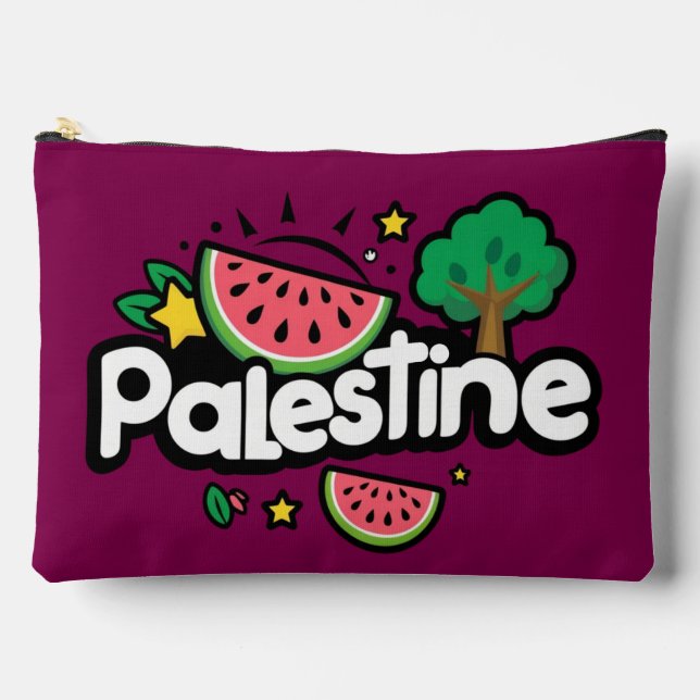 Cute Palestine word surrounded by watermelons tree Accessory Pouch (Front)