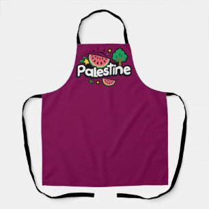 Cute Palestine word surrounded by watermelons tree Apron