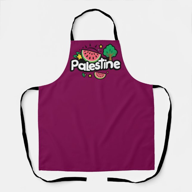 Cute Palestine word surrounded by watermelons tree Apron (Front)