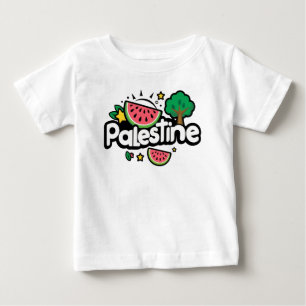 Cute Palestine word surrounded by watermelons tree Baby T-Shirt