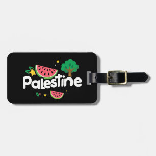Cute Palestine word surrounded by watermelons tree Luggage Tag
