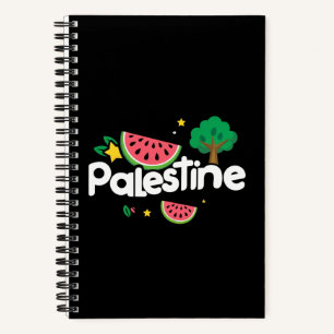 Cute Palestine word surrounded by watermelons tree Notebook