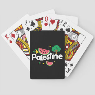 Cute Palestine word surrounded by watermelons tree Playing Cards