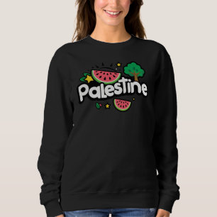 Cute Palestine word surrounded by watermelons tree Sweatshirt