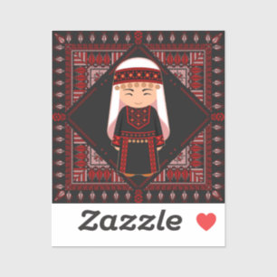 cute Palestinian girl Embroidery red tatreez