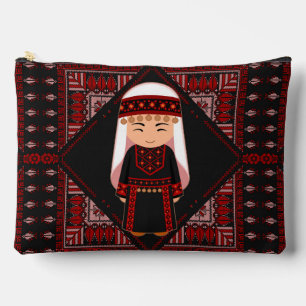 cute Palestinian girl Embroidery red tatreez   Accessory Pouch