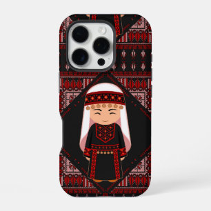 cute Palestinian girl Embroidery red tatreez   iPhone 16 Pro Case