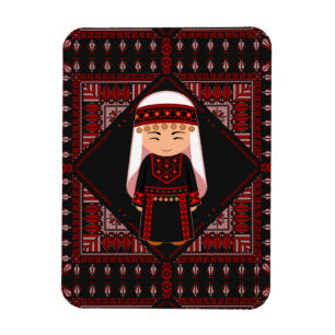 cute Palestinian girl Embroidery red tatreez Magnet