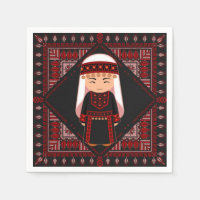 cute Palestinian girl Embroidery red tatreez  