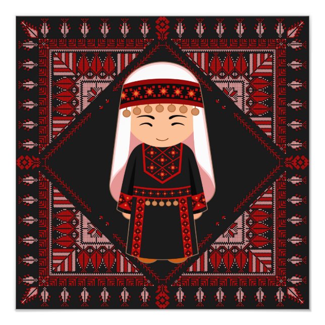 cute Palestinian girl Embroidery red tatreez   Photo Print (Front)