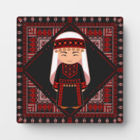 cute Palestinian girl Embroidery red tatreez  