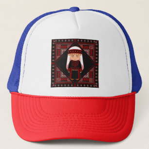 cute Palestinian girl Embroidery red tatreez   Trucker Hat
