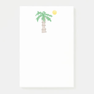 Cute Palm Tree and Beach Cartoon, Fun Sunny Island Post-it Notes