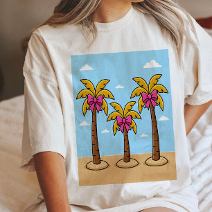 Cute Palm Trees With Pink Bows Tropical Scene Tri-Blend Shirt