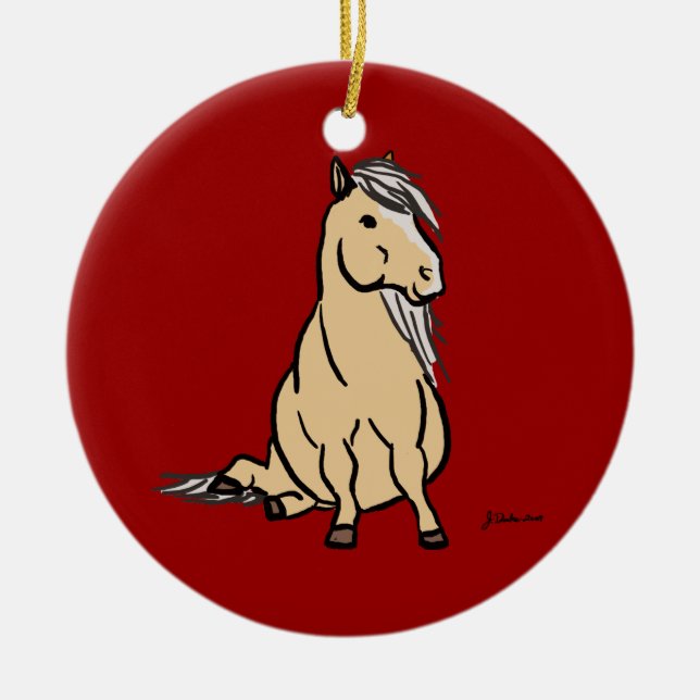 Cute Palomino Pony Ceramic Tree Decoration (Front)