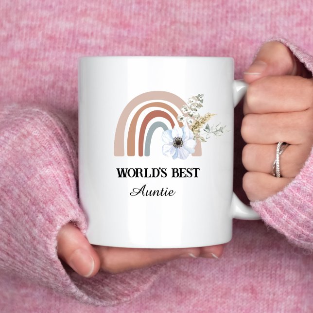Cute pampas grass rainbow world's best auntie mug  (Creator Uploaded)