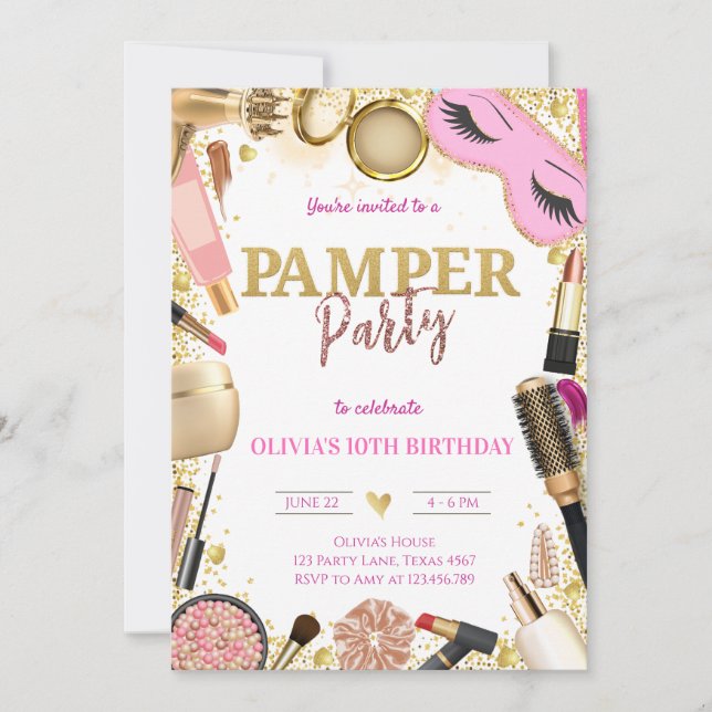Cute Pamper Party Birthday Invitation (Front)