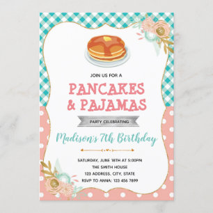 Cute pancake and pyjamas invitation