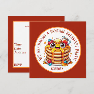 Cute pancake breakfast party invitation