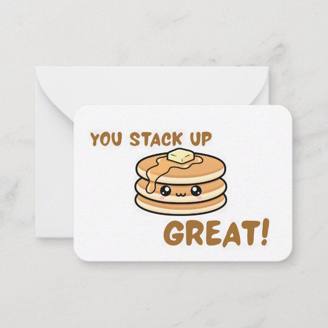 Cute Pancake Valentine Classroom Flat Note Card (Front)