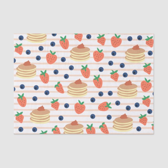 Cute Pancakes and Berries Tissue Paper (Front)