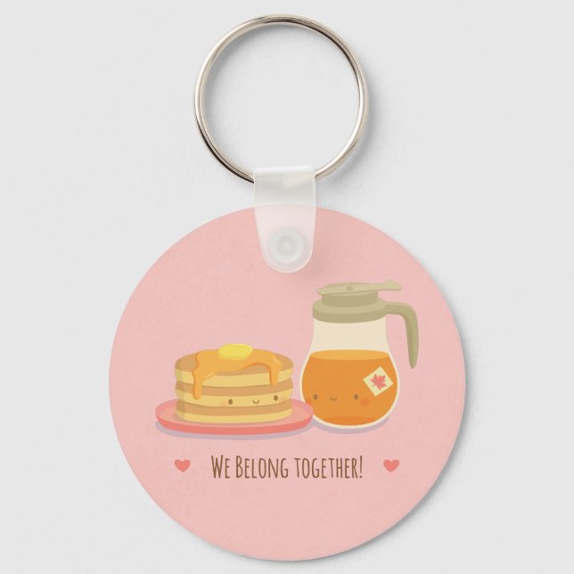 Cute Pancakes and Maple Couple Keychain (Front)