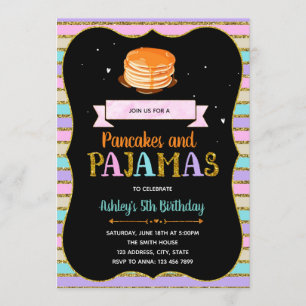 Cute pancakes and pjs party invitation