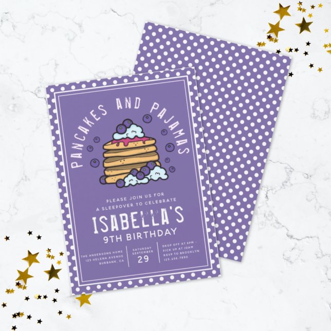 Cute Pancakes and Pyjamas Sleepover Invitation (Creator Uploaded)