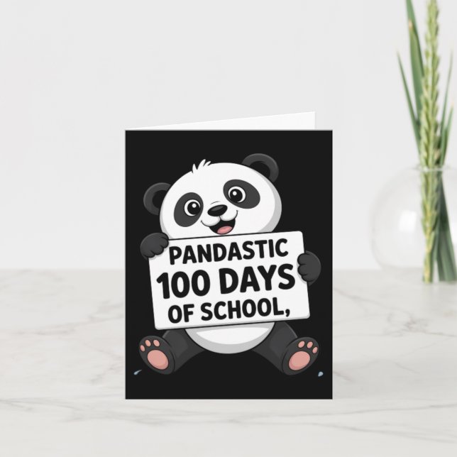 Cute Panda 100 Days At School Card (Front)