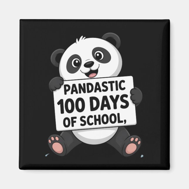 Cute Panda 100 Days At School Magnet (Front)