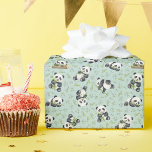 Cute Panda and Bamboo Seamless Pattern Wrapping Paper