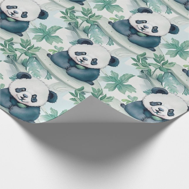 Cute panda and bamboo tree wrapping paper (Corner)