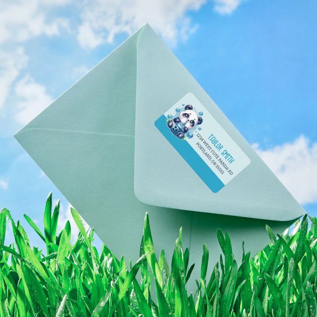 Cute Panda and Blue Boba Bubble Tea Label (Creator Uploaded)