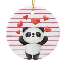 Cute Panda and Hearts