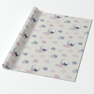 Cute panda and moon wrapping paper