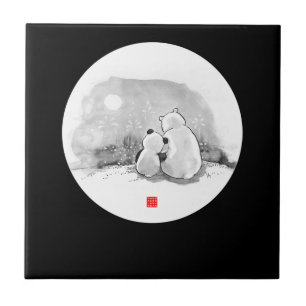 Cute Panda And Polar Bear Animal Lover Ceramic Tile