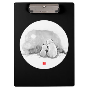 Cute Panda And Polar Bear Animal Lover Clipboard
