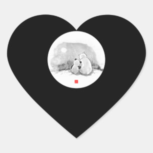 Cute Panda And Polar Bear Animal Lover Heart Sticker