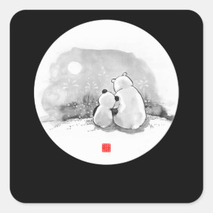 Cute Panda And Polar Bear Animal Lover Square Sticker