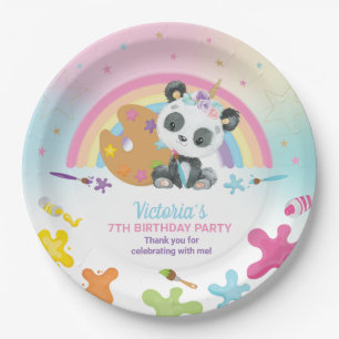 Cute Panda Art Craft Party Rainbow Birthday   Paper Plate
