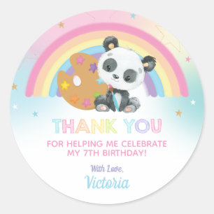 Cute Panda Art Party Birthday Thank You Favour Classic Round Sticker