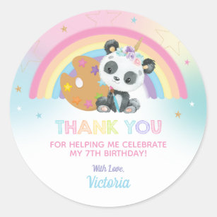 Cute Panda Art Party Birthday Thank You Favour Classic Round Sticker