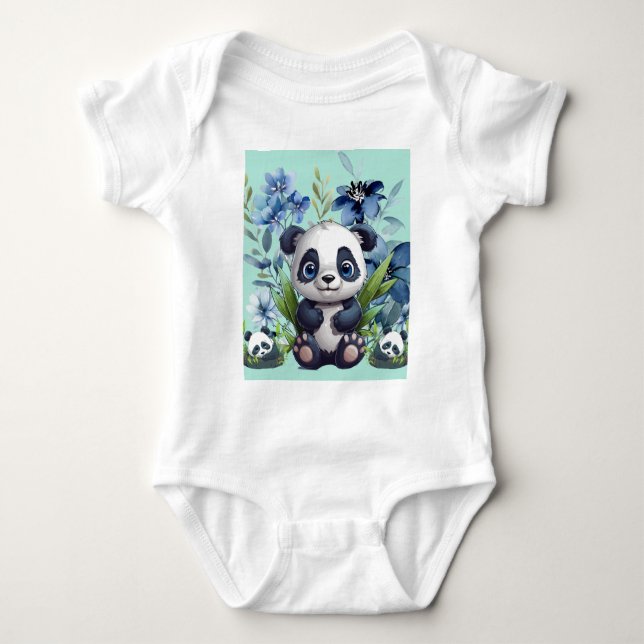 Cute Panda Baby Bodysuit (Front)
