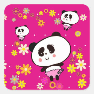 Cute Panda Baby customised Square Sticker